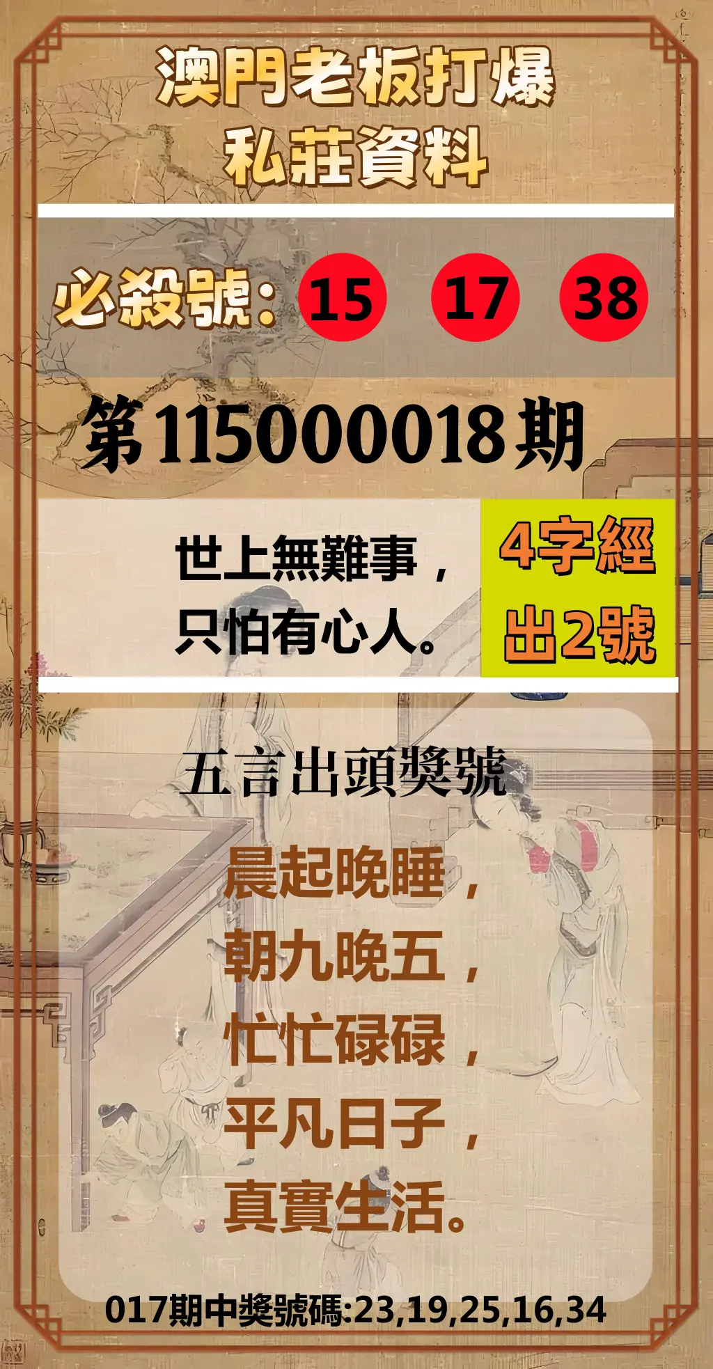 今彩539第115000018期(01/21)澳門老板打爆私莊資料