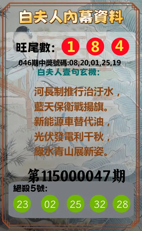 今彩539第115000047期(02/22)白夫人內幕資料
