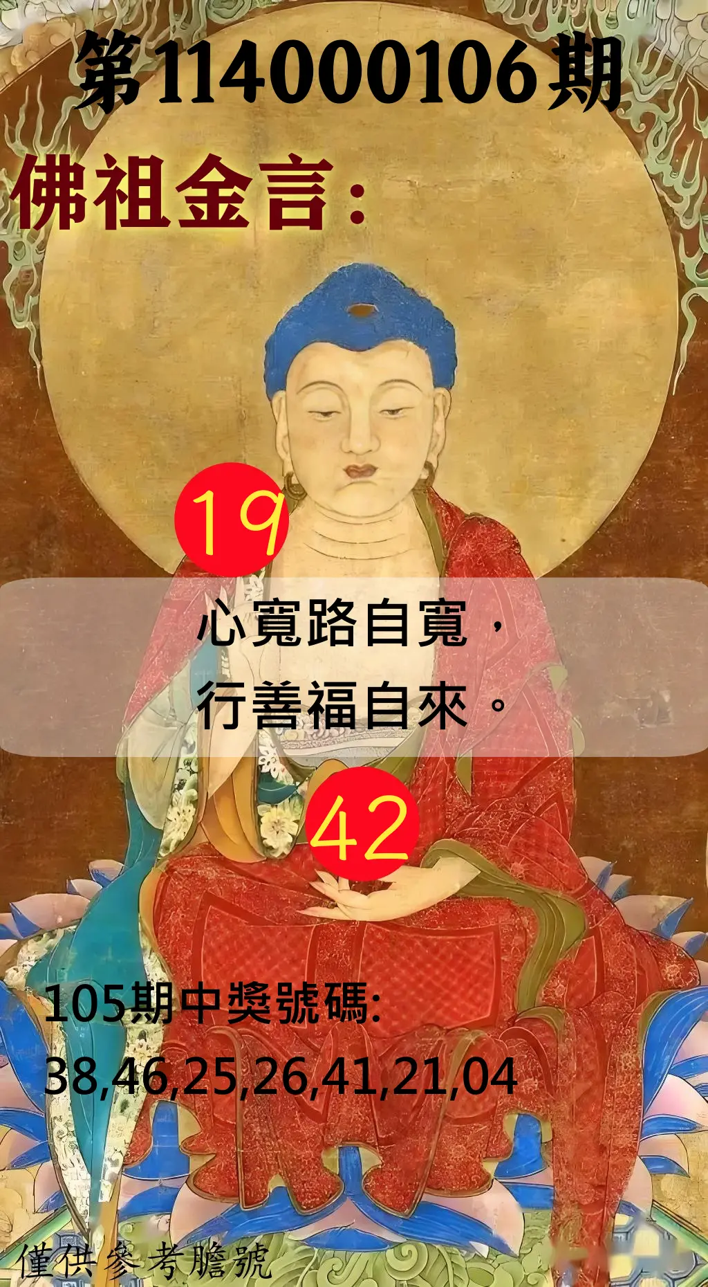 大樂透第114000106期(11/18)佛祖金言
