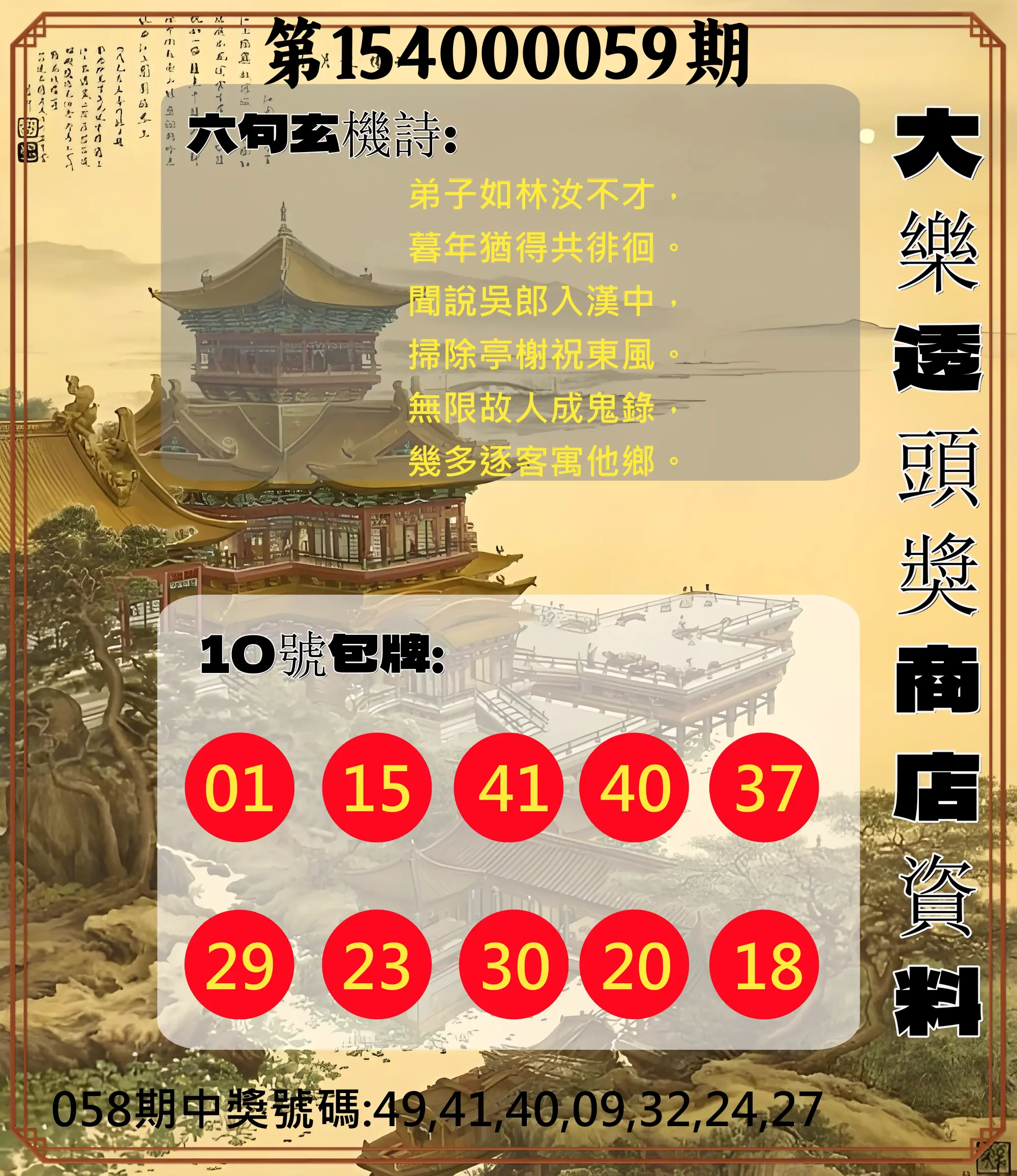 大樂透第154000059期大樂透頭獎商店資料