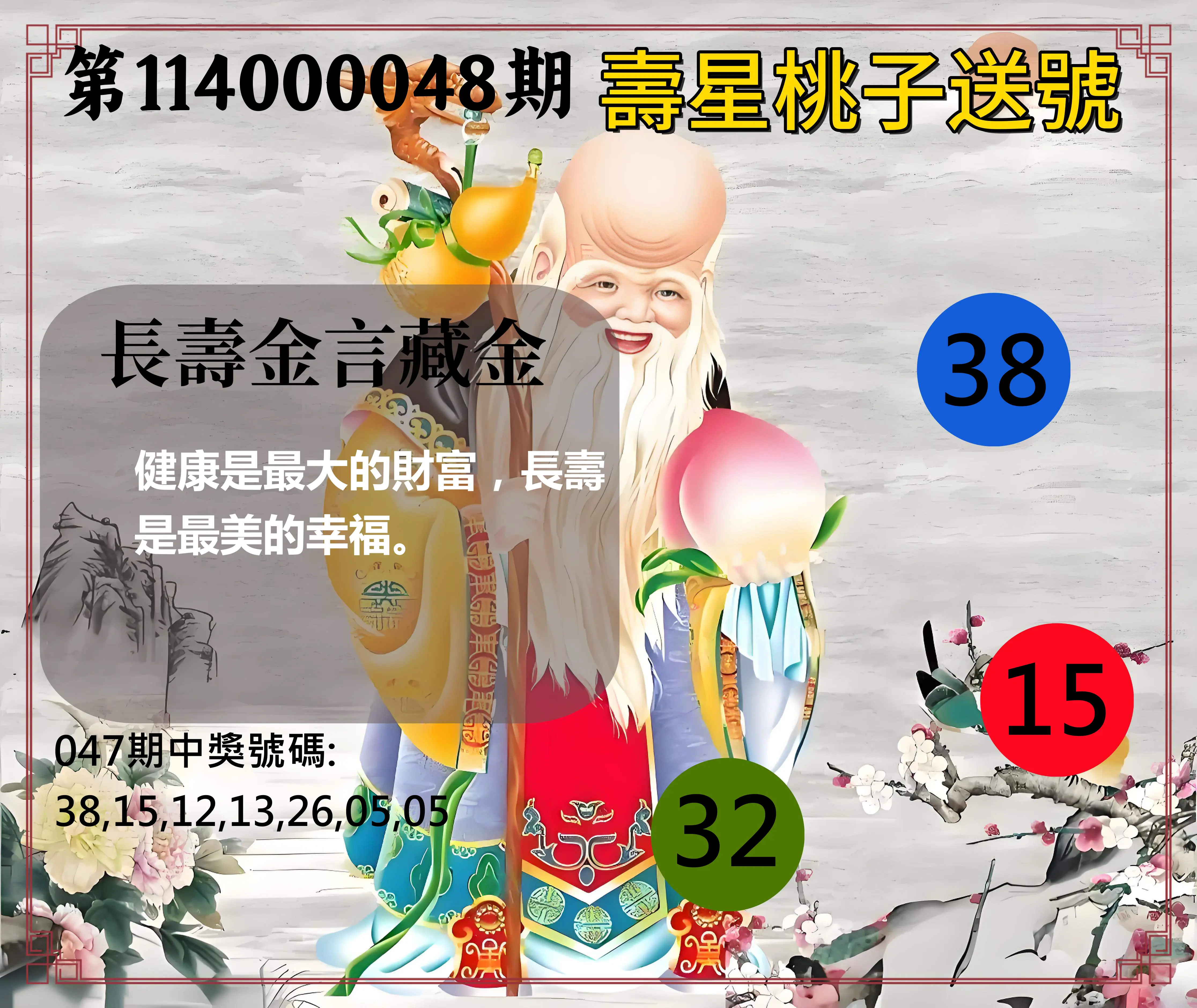 威力彩第114000048期壽星桃子送號
