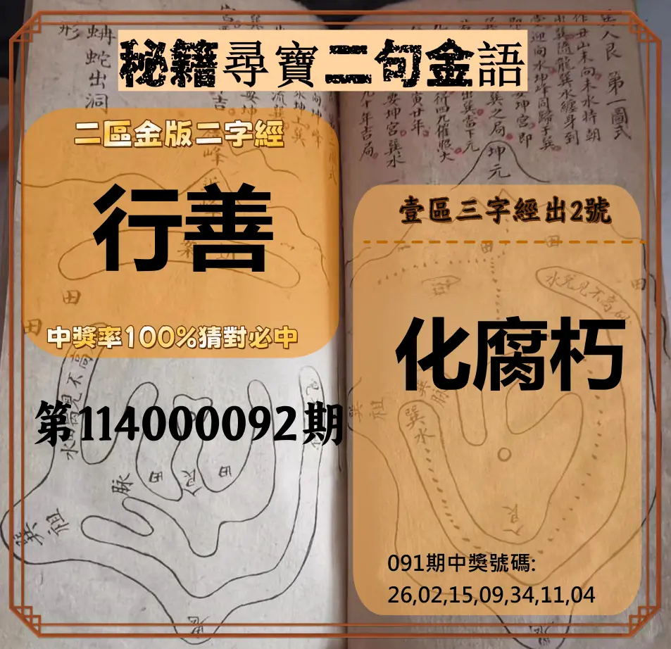 威力彩第114000092期(11/17)秘籍尋寶二句金語