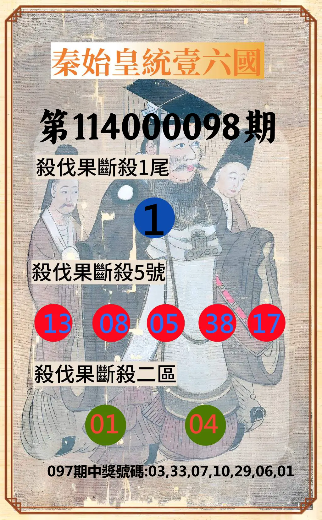 威力彩第114000098期(12/08)秦始皇統壹六國