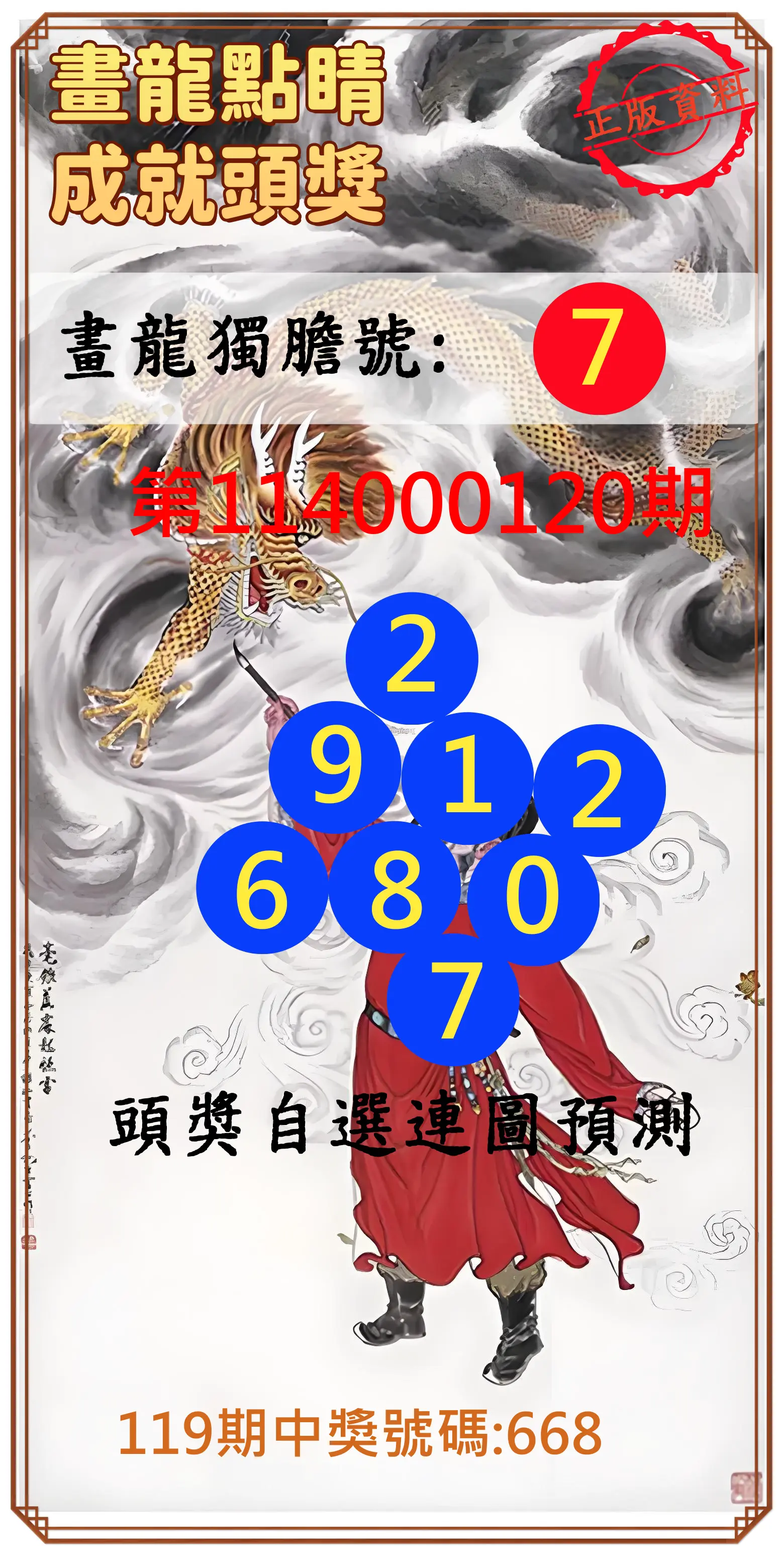 3星彩第114000120期畫龍點睛成就頭獎