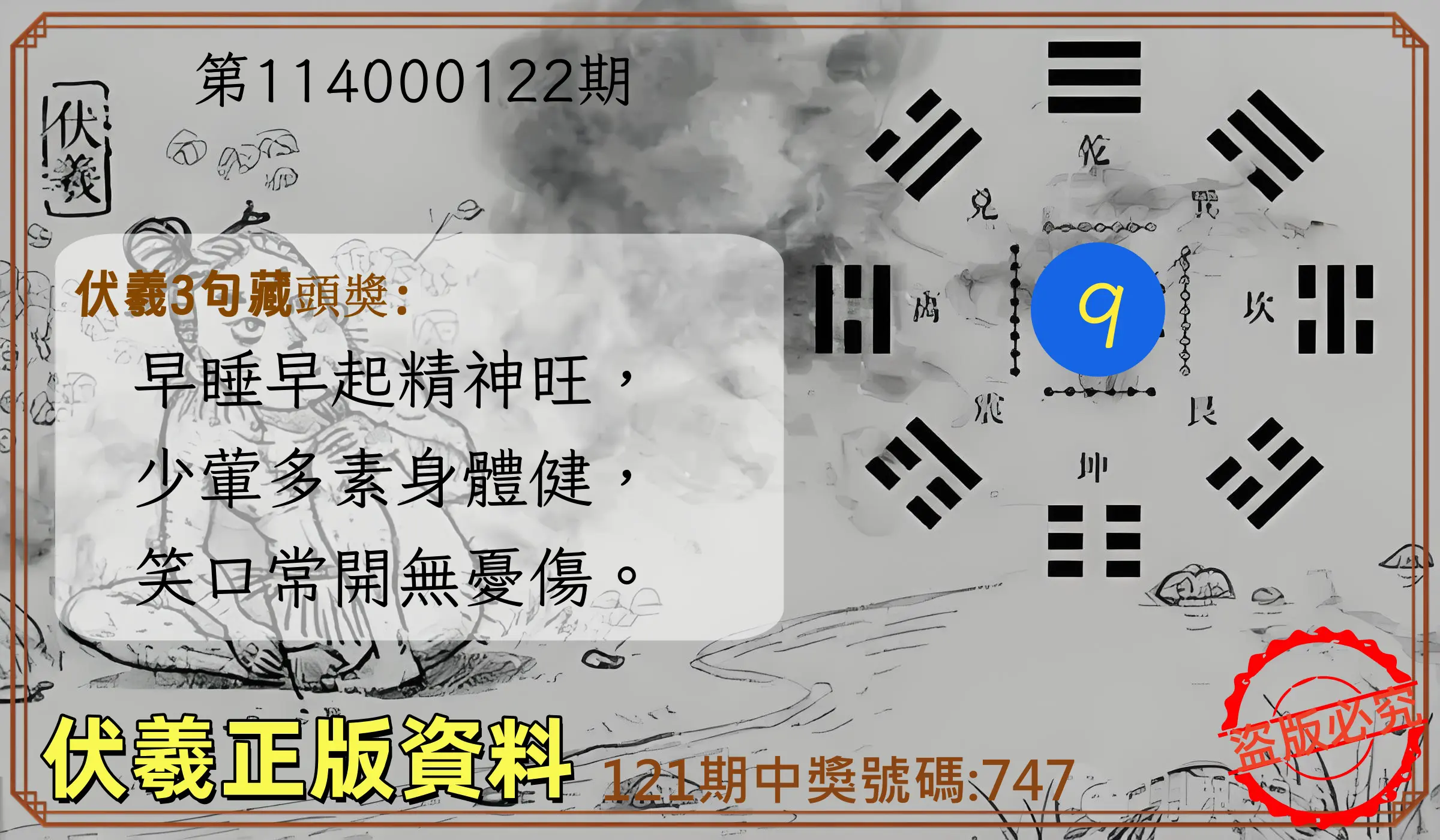 3星彩第114000122期伏羲正版資料