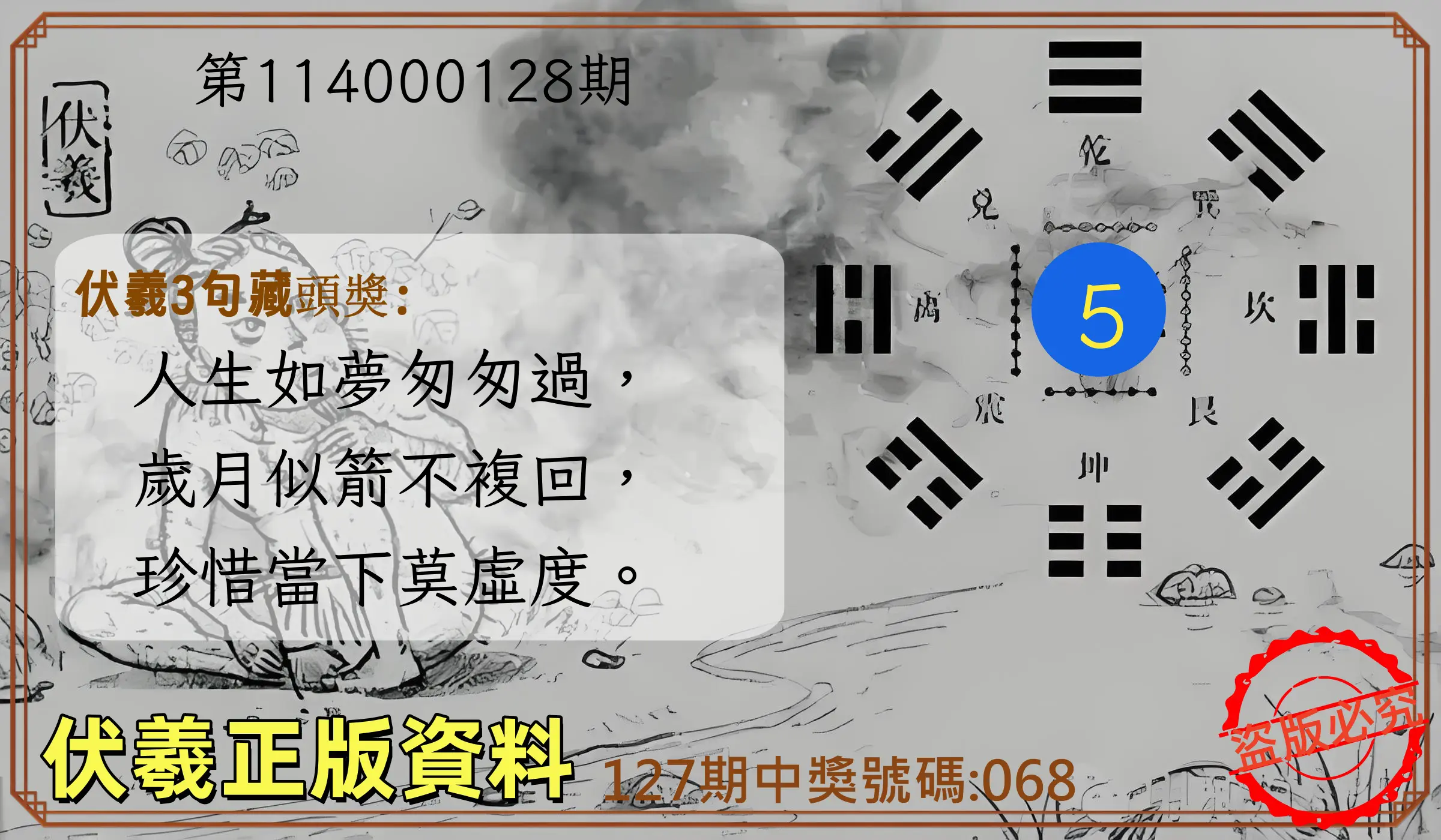 3星彩第114000128期伏羲正版資料