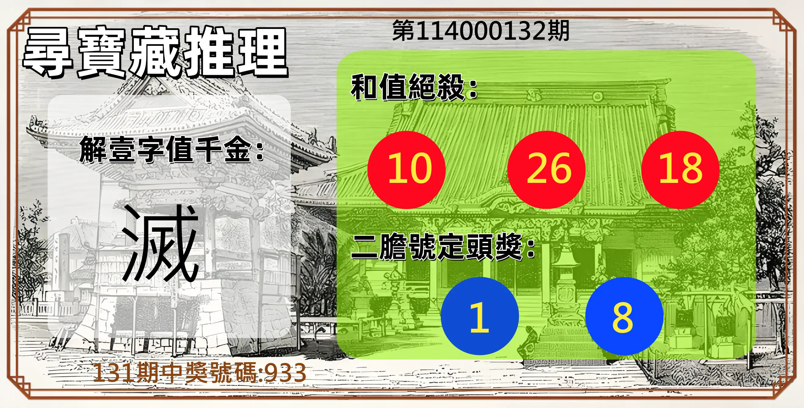 3星彩第114000132期尋寶藏推理