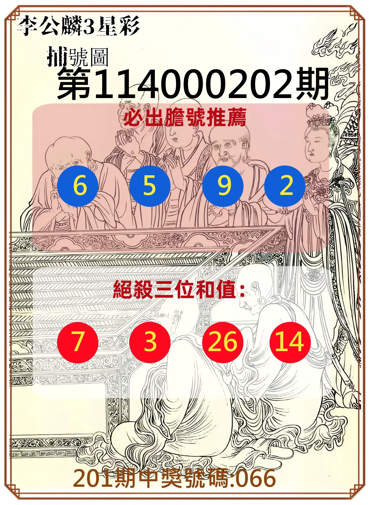3星彩第114000202期(08/20)李公麟3星彩捕號圖