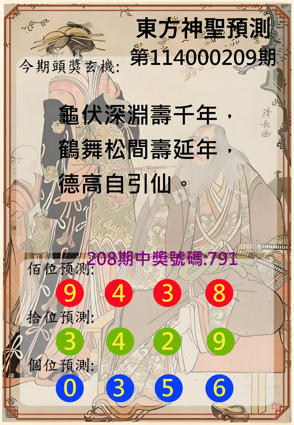 3星彩第114000209期(08/28)東方神聖預測