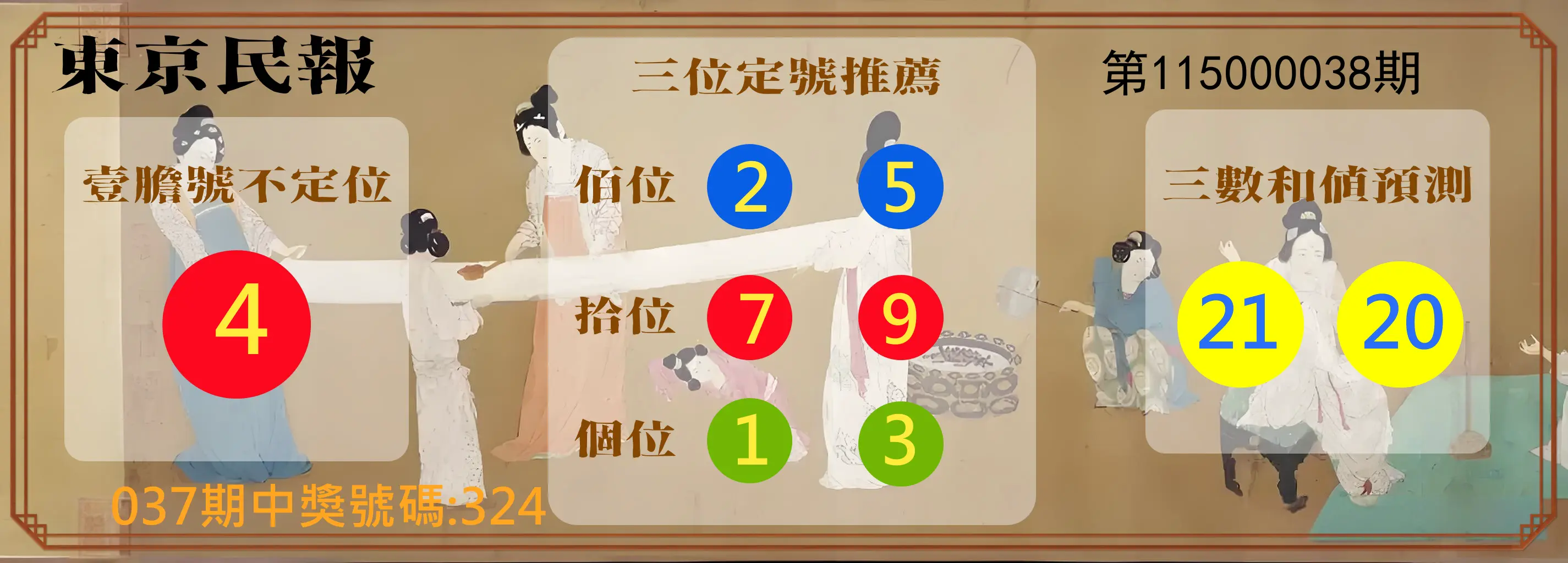 3星彩第115000038期(02/13)東京民報