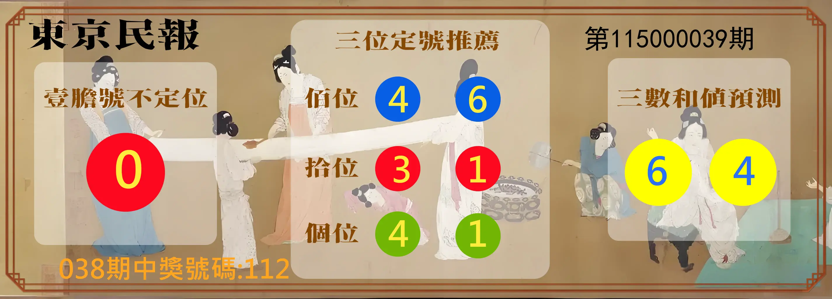3星彩第115000039期(02/14)東京民報