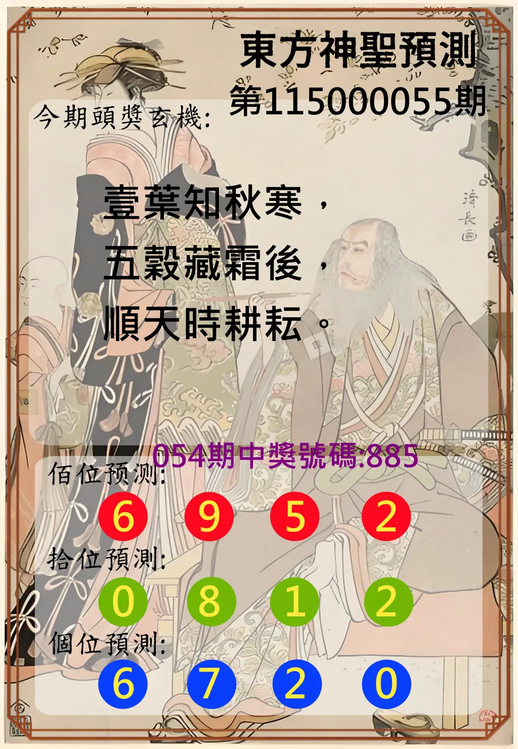 3星彩第115000055期(03/02)東方神聖預測