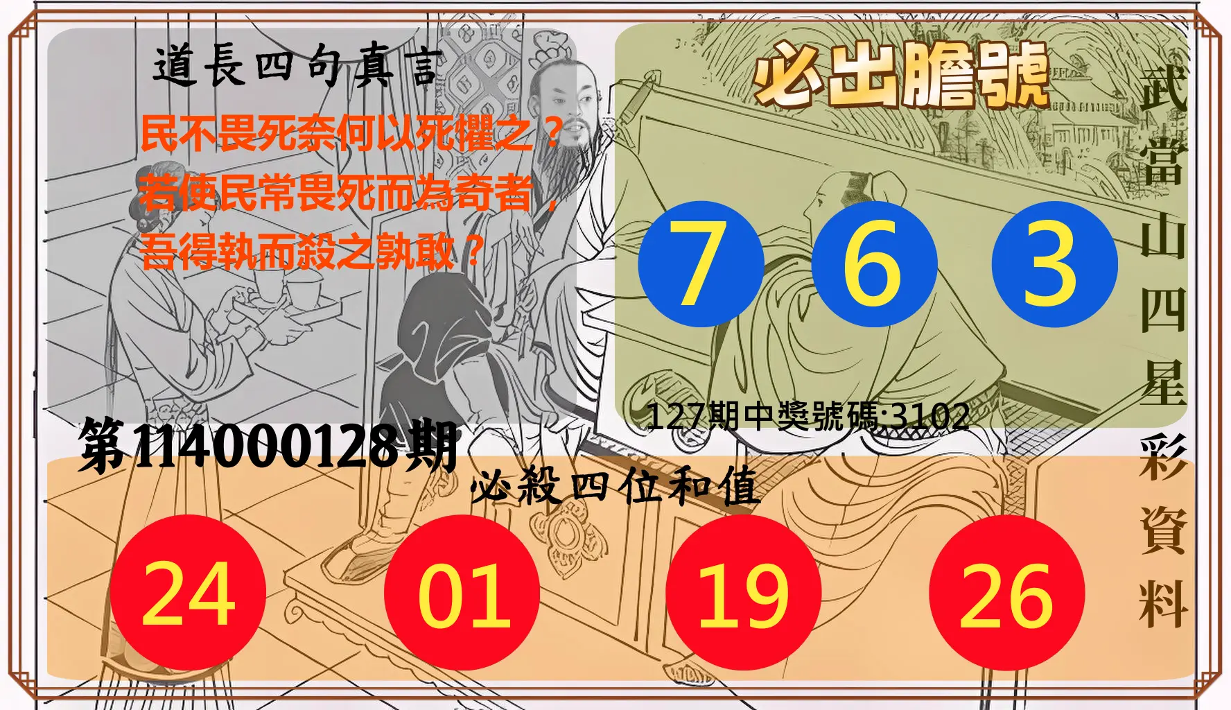 4星彩第114000128期武當山四星彩資料