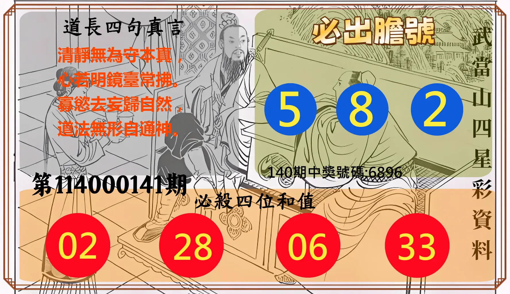 4星彩第114000141期武當山四星彩資料