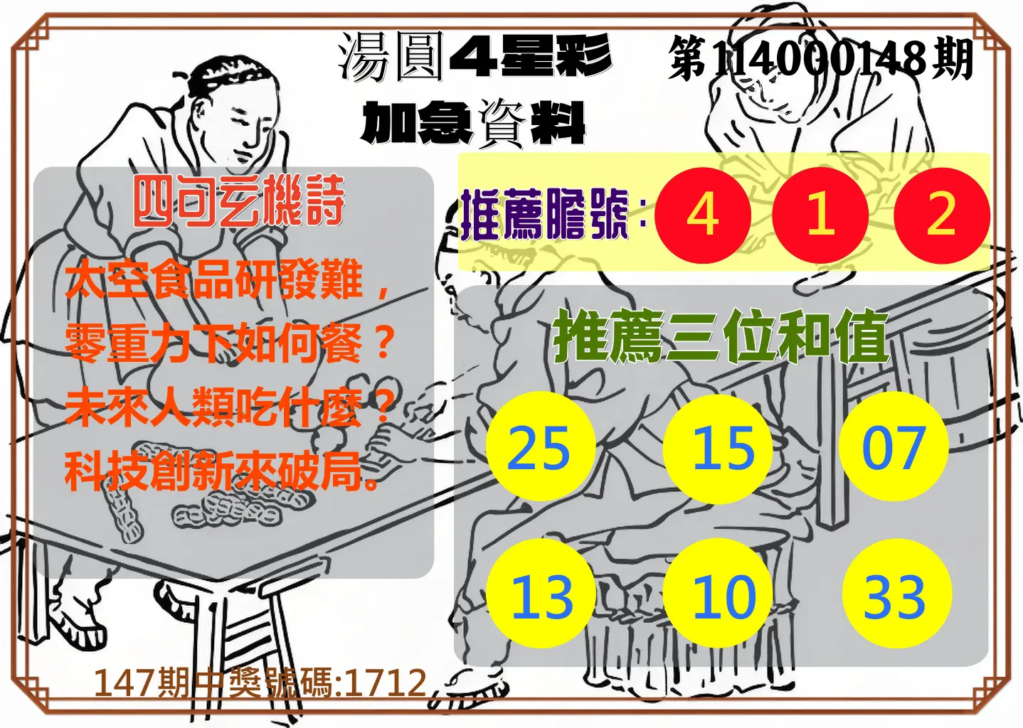 4星彩第114000148期湯圓4星彩加急資料