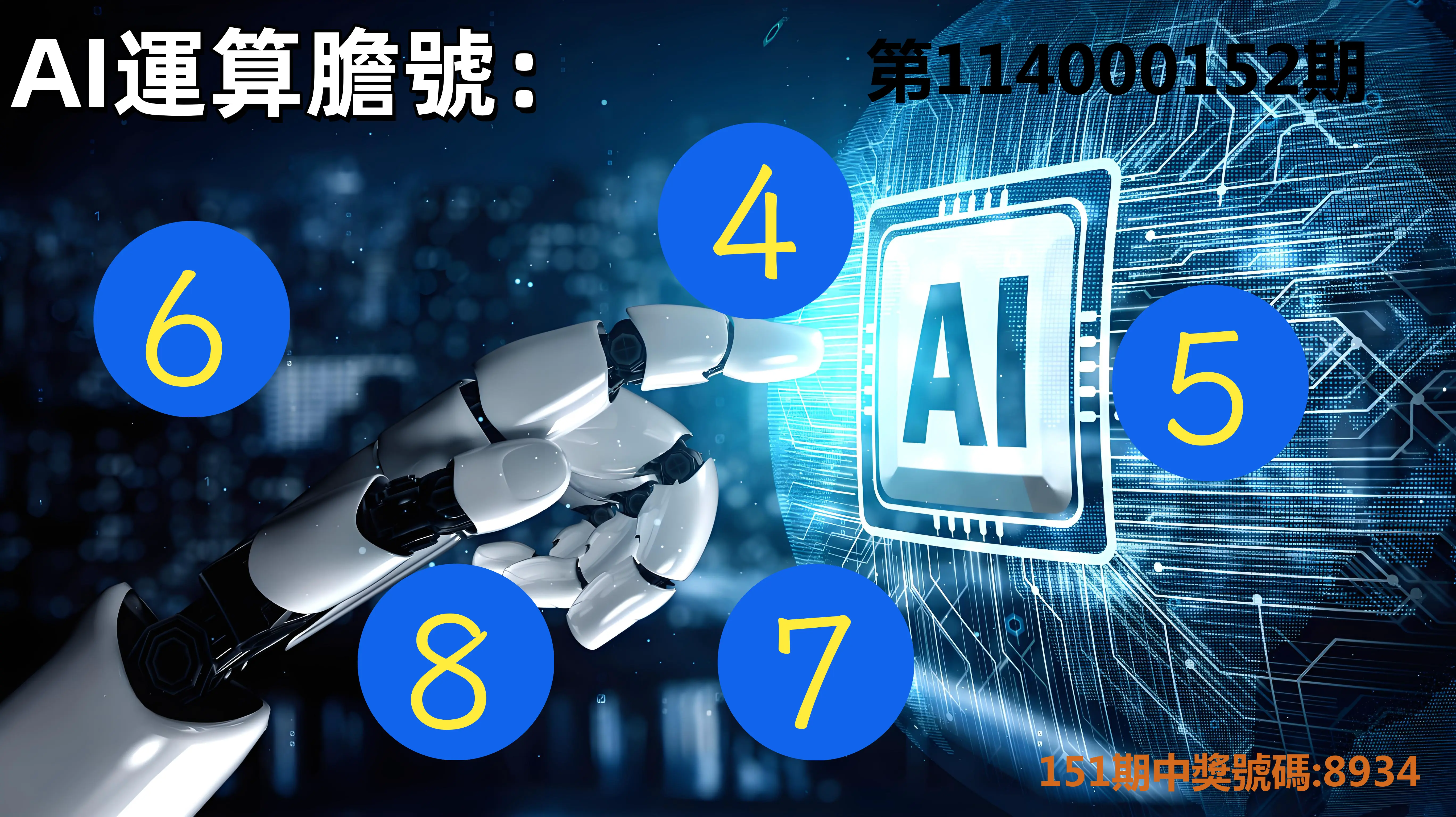 4星彩第114000152期AI運算膽號