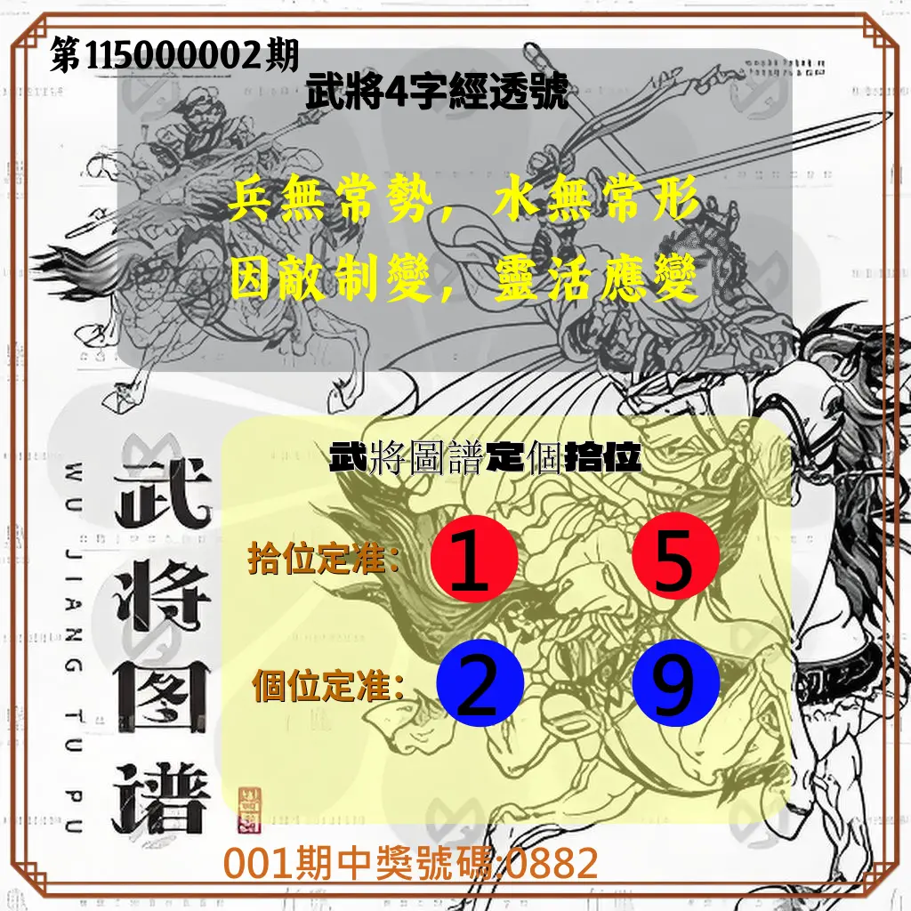 4星彩第115000002期(01/02)武將圖譜