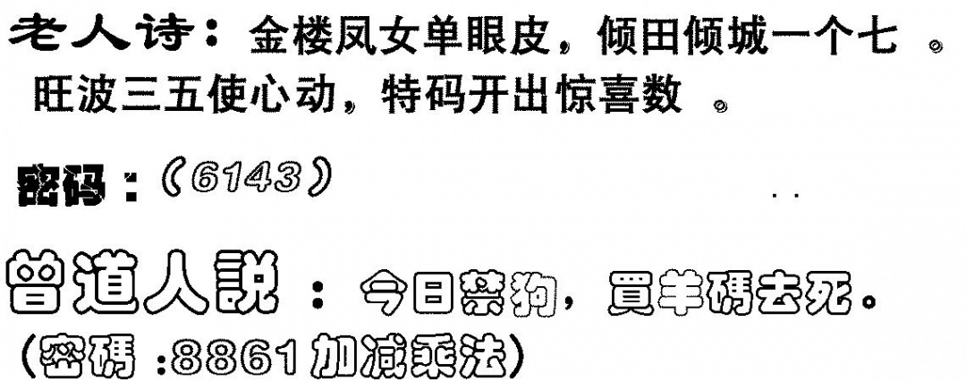 六合彩125期老人诗(黑白)