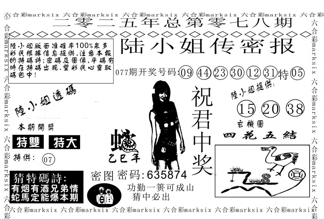 六合彩078期陆小姐传密A(黑白)