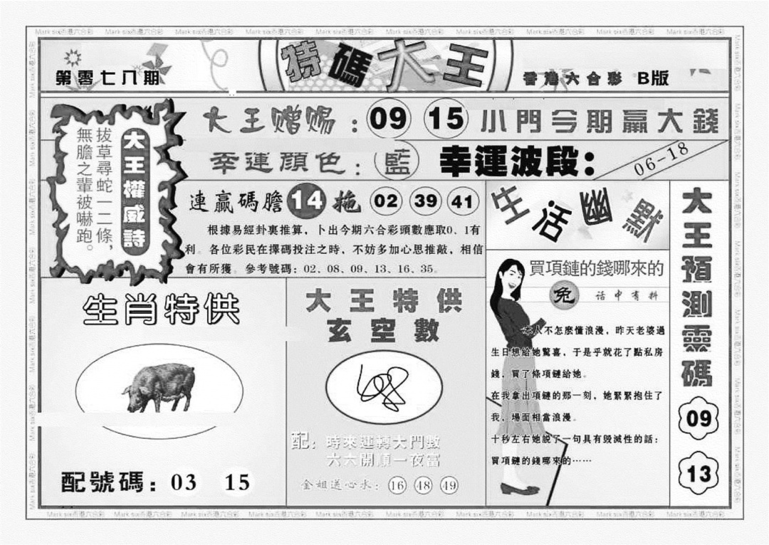 六合彩078期特码大王B（新图）(黑白)