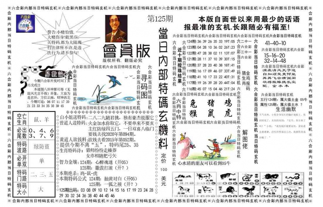 六合彩125期当日特码玄机报