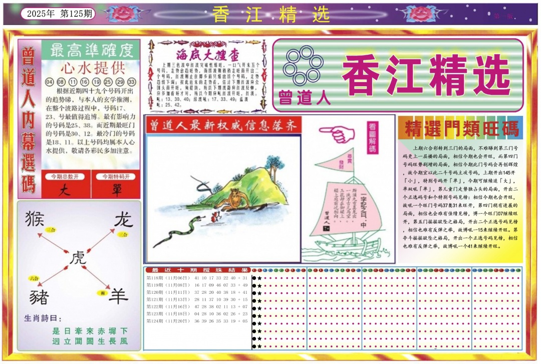 六合彩125期香江精选A