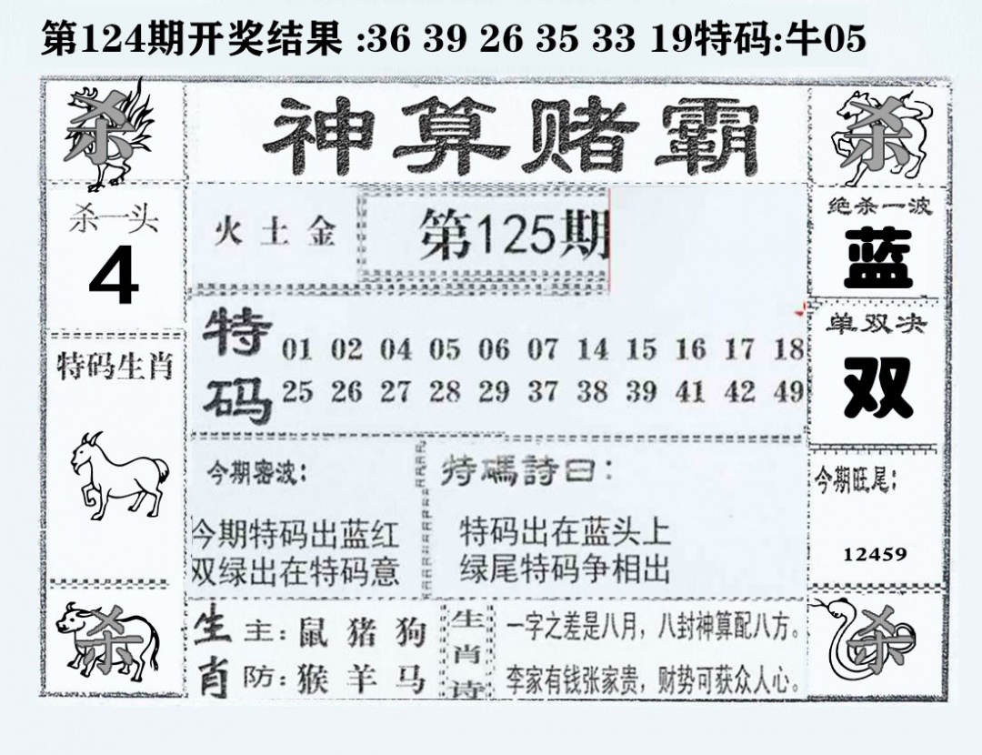 六合彩125期神算赌霸