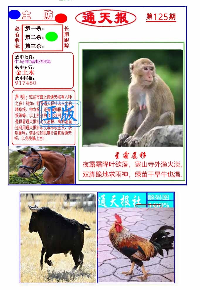 六合彩125期通天杀波图1
