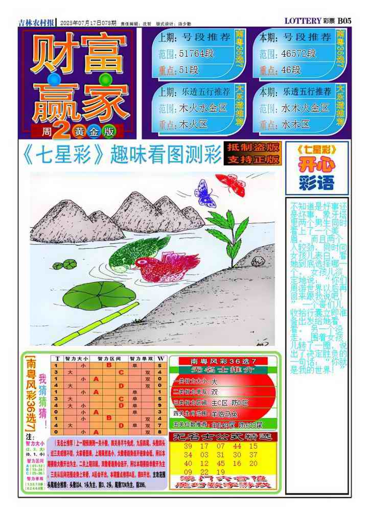 六合彩078期财富赢家（七星彩）